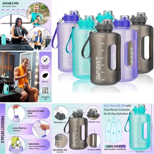 64oz Water Bottle - Sport 9AM - Big Handle - Bpa Free