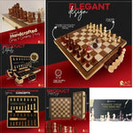 Wooden Chess/Checkers Sets - Magnetic Board - Premium 15" Set - No Joke Here