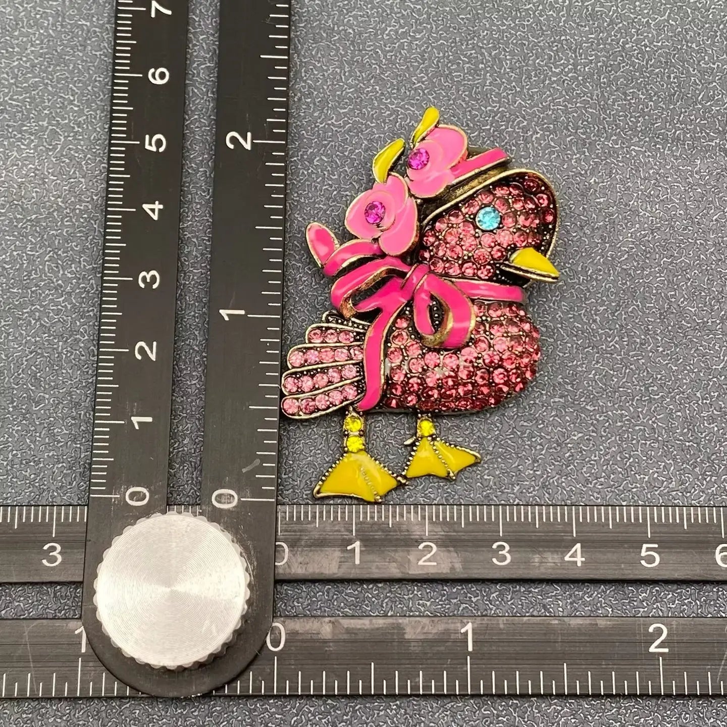 Rhinestone Duck Brooch