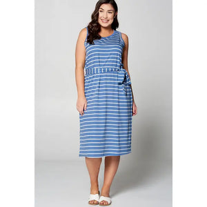 Sleeveless Midi Dress-Denim Blue