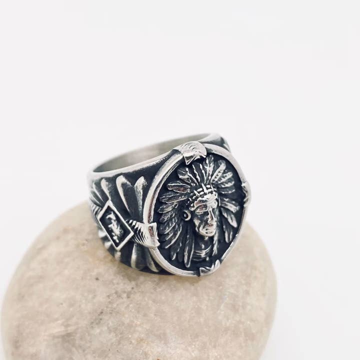 Indian Men's Stainless Steel Ring - Various Sizes