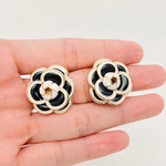 Enamel Camellia Flower Earrings