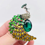 Enamel Colored Rhinestone Peacock Brooch