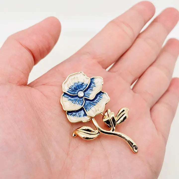 Iris Enamel Flower Brooch