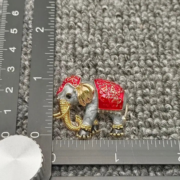 Enamel Red Elephant Brooch