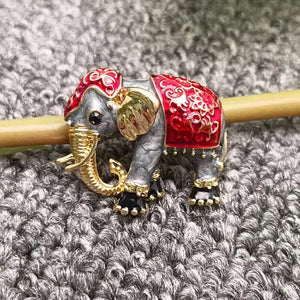 Enamel Red Elephant Brooch