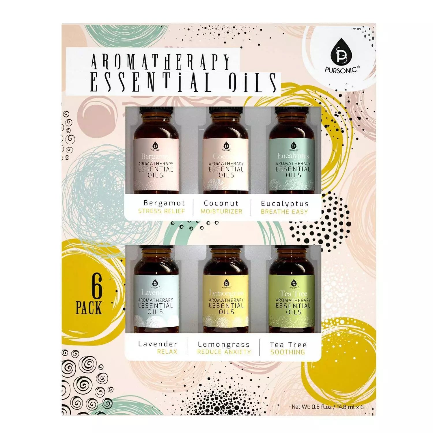 6 Pack of Aromatherapy Essential Oils