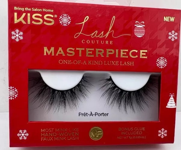 KISS Faux Mink Lash Couture Masterpiece PRET-A-PORTER False Lashes w/GLUE 1 PAIR