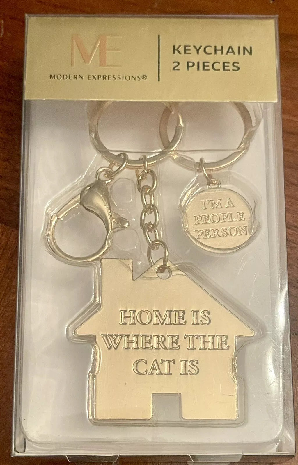 Modern Expressions 2 Pc Keychain Home Is Where The Cat Is & I'm A People Person