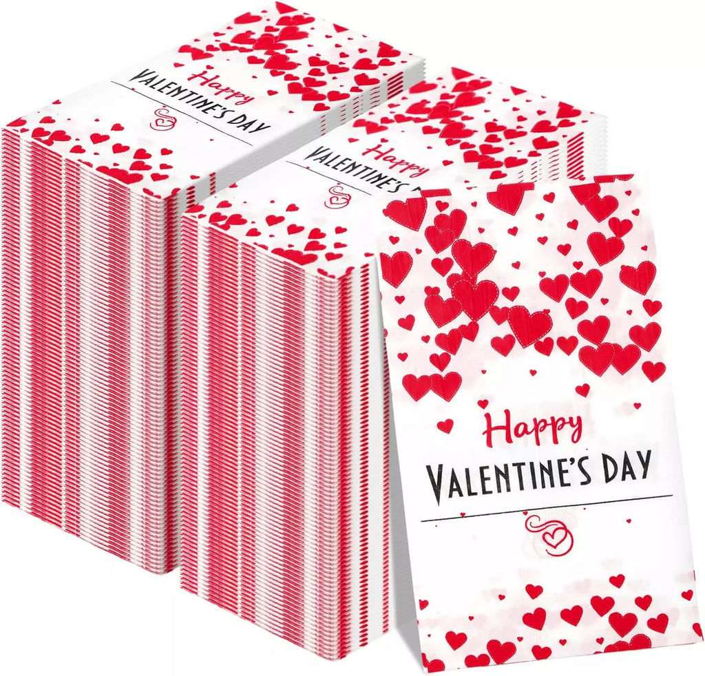 400 Pcs Valentine'S Day Guest Napkins Heart Disposable Guest Napkins Hand Towels