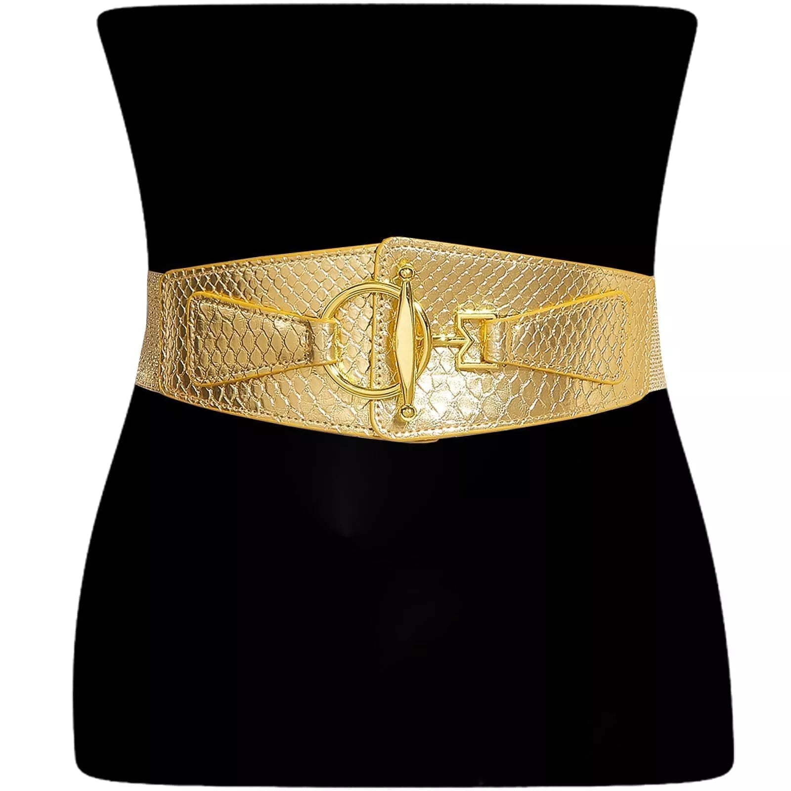 Women Gold Belt Wide Waist Belts Stretch Elastic Belt for Dresses Pants Jeans