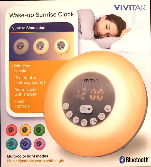 Vivitar Wake-Up Sunrise & Bedtime Clock  Multicolor Light Modes