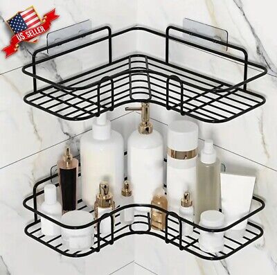 2pk Corner Shower Caddy Organizer matte Black