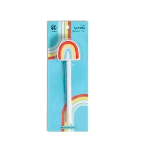 Retractable Gel Pen Rainbow & Flower Black Ink 0.7mm