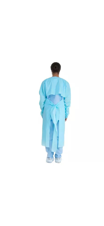 Film Gown By Halyard #69490 Universal Size, Blue, Thumb Hooks, 75/Case