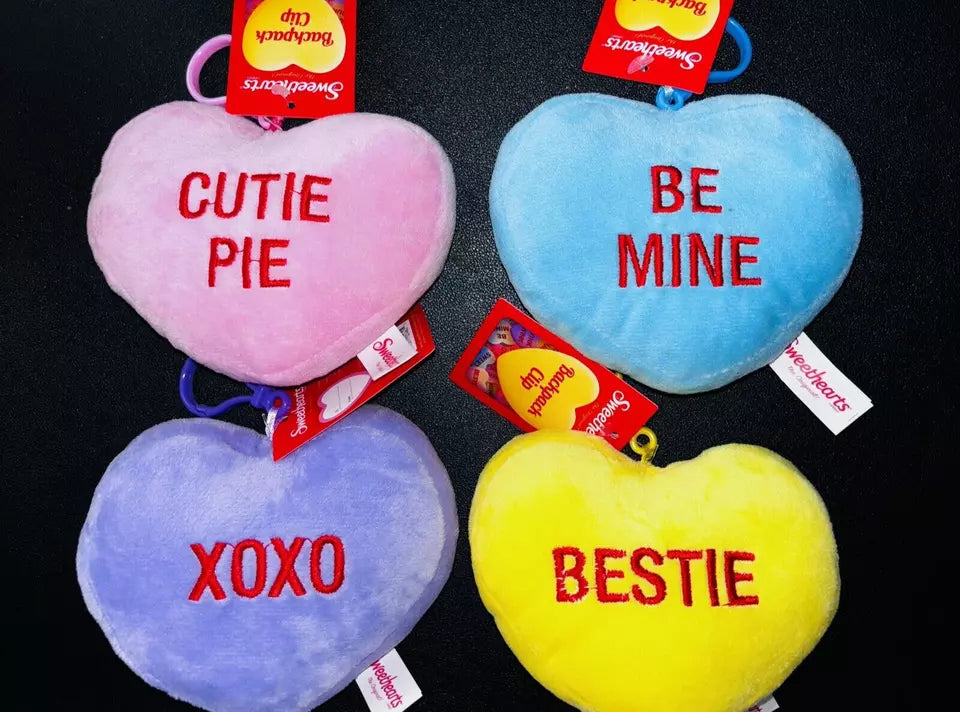 Sweethearts Valentine Heart Plush Backpack Clips