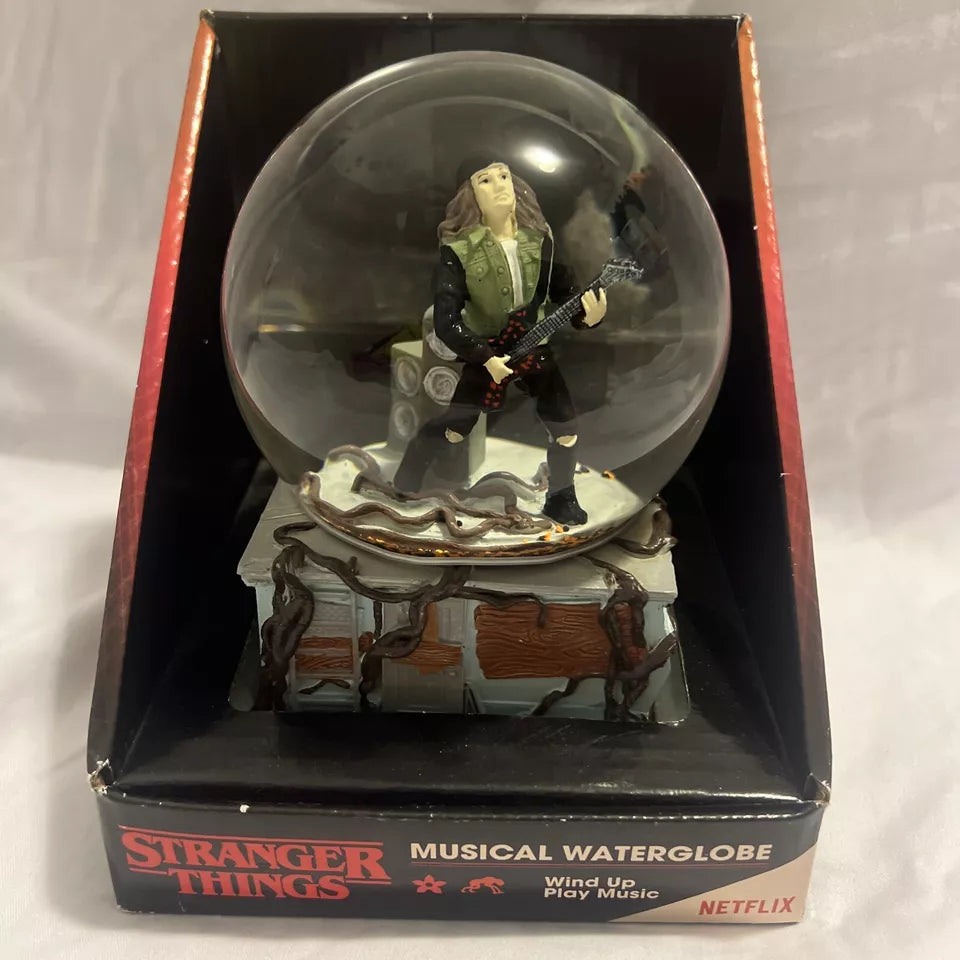 Stranger Things Eddie Munson Waterglobe Snow Globe Musical Wind Up Guitar 🎸