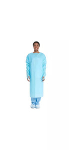 Film Gown By Halyard #69490 Universal Size, Blue, Thumb Hooks, 75/Case