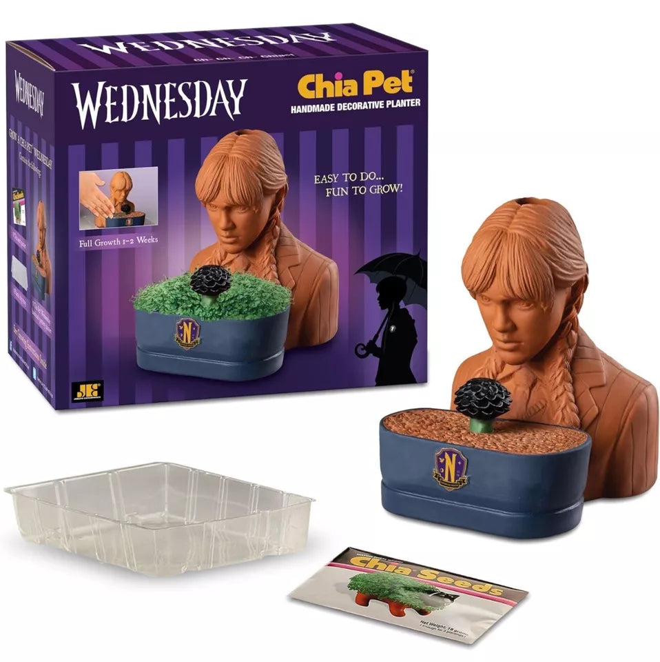 Chia Pet Wednesday with Seed Pack, Decorative Pottery Planter, Easy to Do and Fun to Grow, Novelty Gift, Perfect for Any Occasion