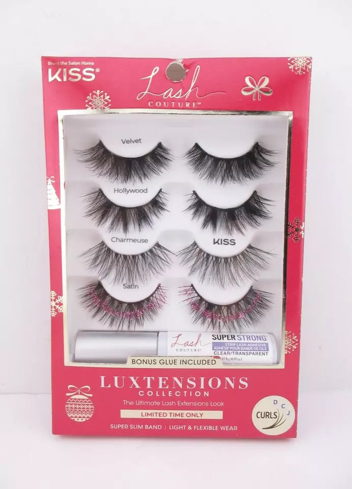 Kiss Lash Couture Luxtensions HOLIDAY Collection 4 Pairs Eyelashes & Glue 91238