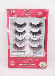 Kiss Lash Couture Luxtensions HOLIDAY Collection 4 Pairs Eyelashes & Glue 91238