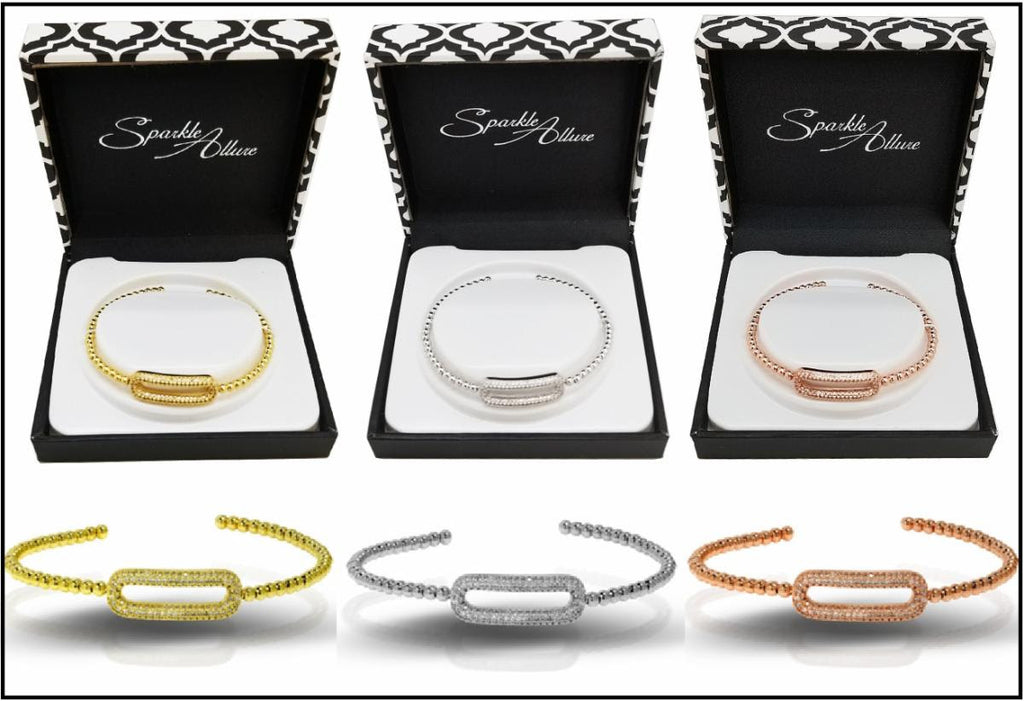 Fine Cubic Zirconia Cuff Bracelets in Gift box (Choose your color)