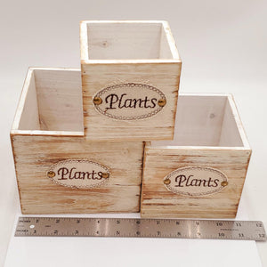 Wood Planter Box Set of 3 Small Wooden Flower Boxes Square Rustic Wooden Box Perfect for Succulent Wood Box, Wood Flower Pots, Wood Herb Planter