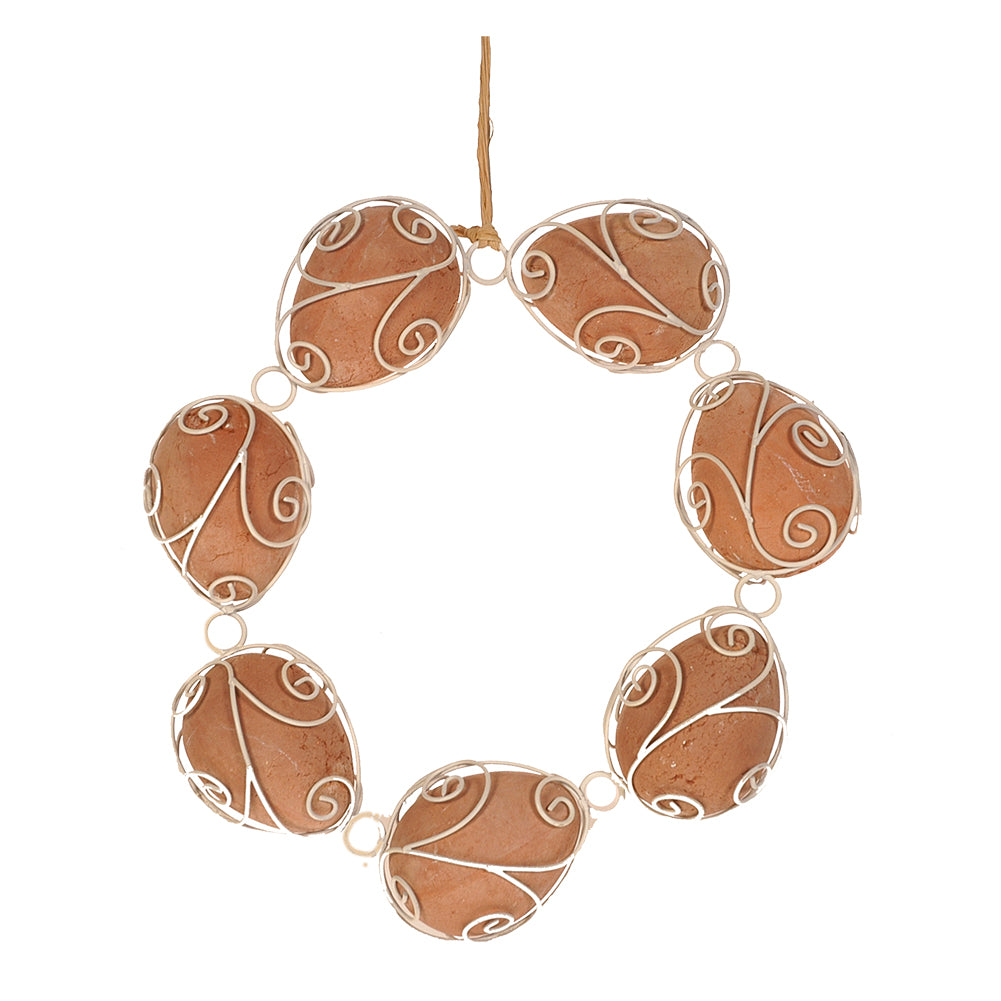 Egg Wreath Cream Wire w/Resin Brown Eggs 10.75Dx2.5H