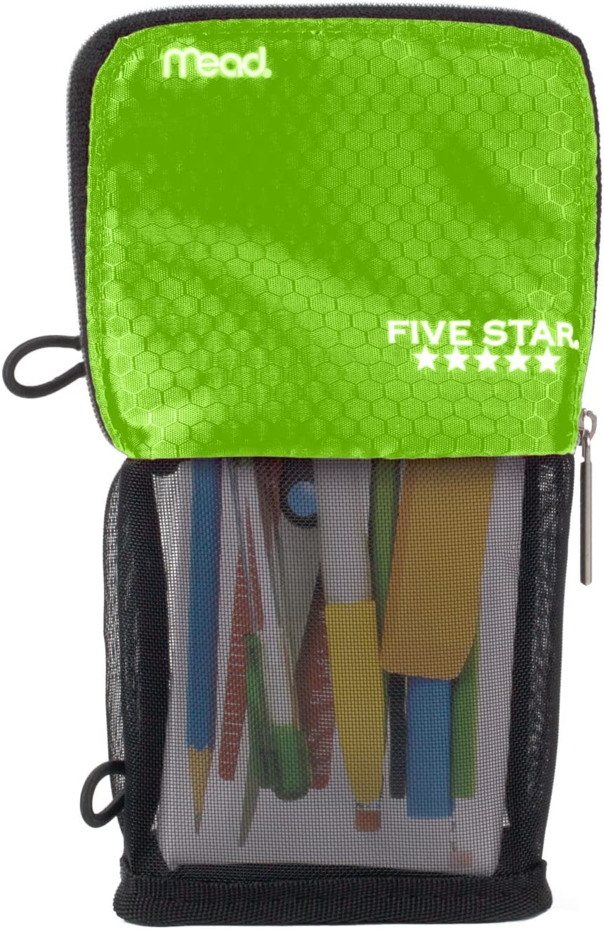  Five Star Pencil Pouch, Pen Case, Fits 3 Ring Binder, Stand 'N  Store, Black/Yellow (50516CC8) : Office Products