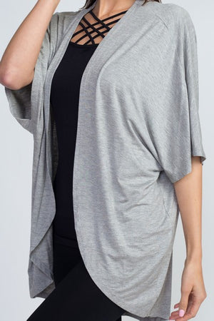 Women's Short Sleeve Open Front Cardigan Grey