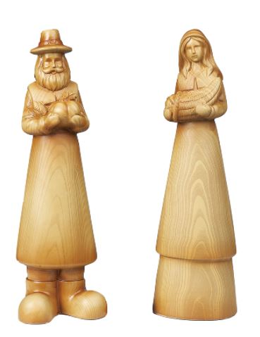 Pilgrim Figures Wood Look Terra Cotta set of 2  (3.5" x 11.75")