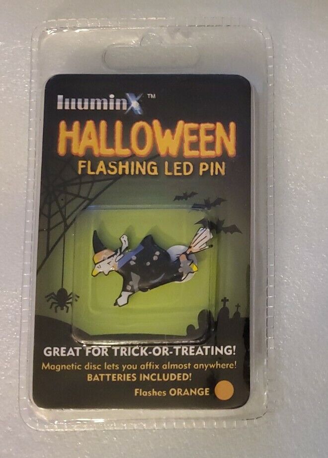 Halloween Illuminx Flashing LED Pin - Flying Witch